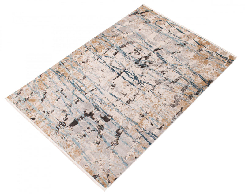 Tahi Blue, Grey, Taupe Rug 5'3\" X 7'3\" Area Rug