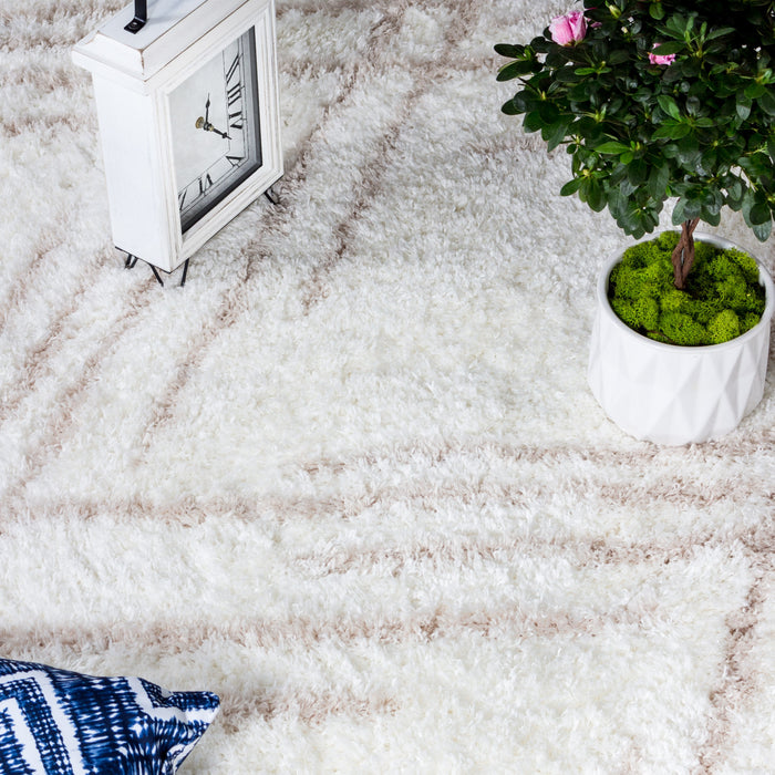 Ker Cream Lines 4x6 Area Rug