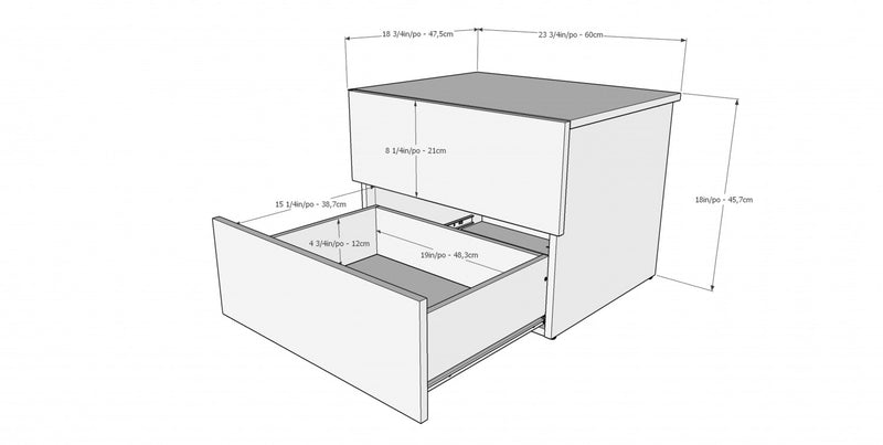 Nordika Nightstand - Bark Grey
