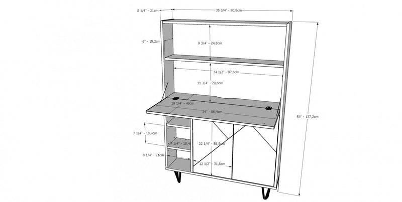 Nordika Secretary Desk - Nutmeg/Charcoal