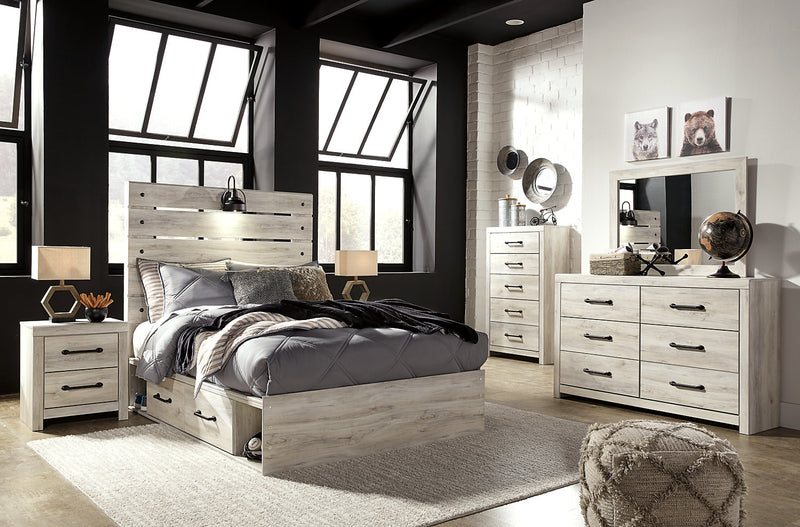 Abby Platform Side Storage Bed with LED Light & USB Ports, White - Full Size