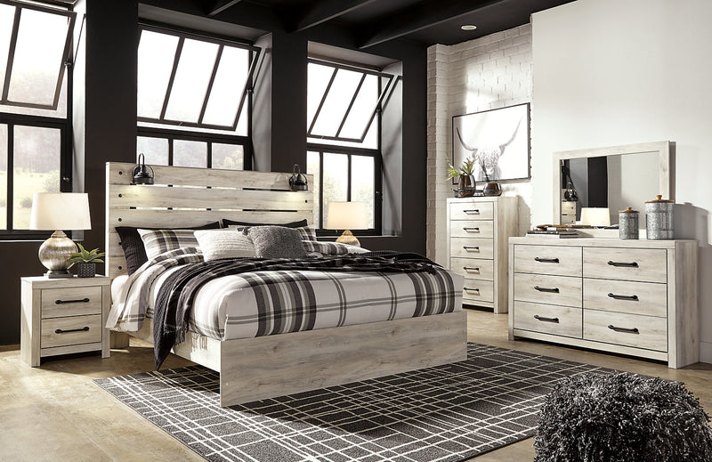 Abby Panel Bed with Headboard & Frame, LED, USB, White - King Size