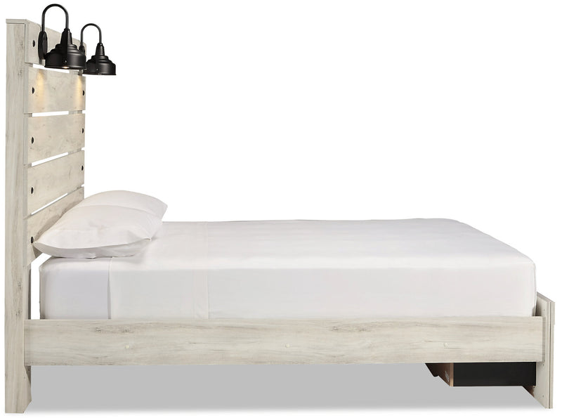 Abby 6pc Bedroom Set with Storage Bed, Dresser, Mirror & Nightstand, LED, USB, White - King Size