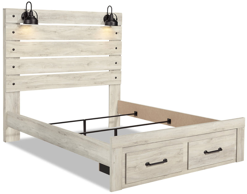Abby 6pc Bedroom Set with Storage Bed, Dresser, Mirror & Nightstand, LED, USB, White - Queen Size