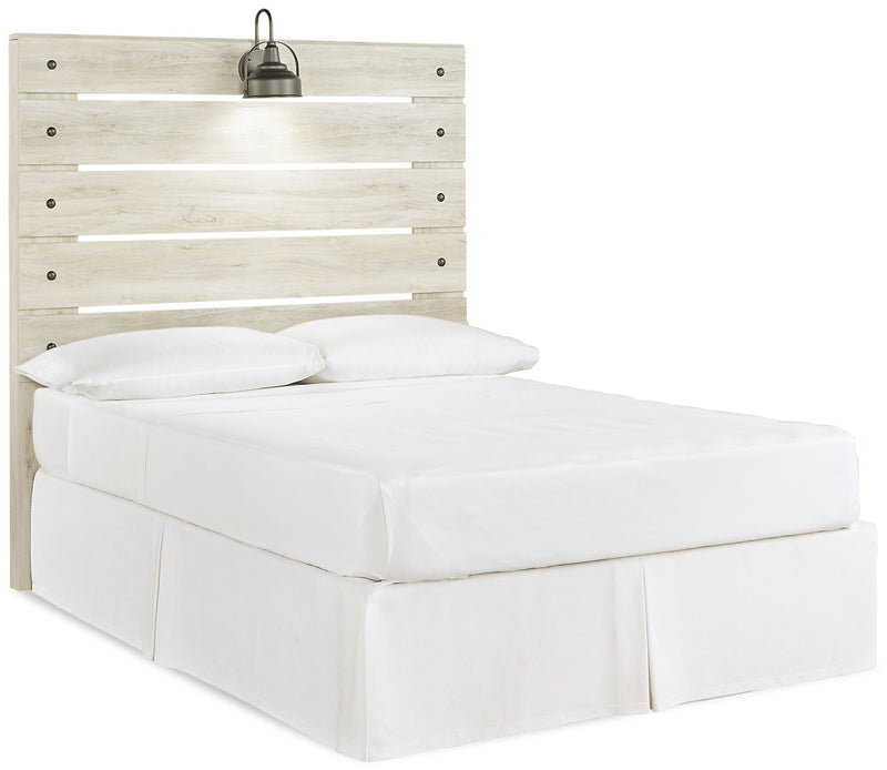 Abby Panel Headboard with LED Light & USB Ports, White - Full Size