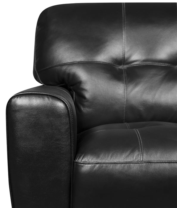 Curt 41\" Genuine Leather Chair with Button Tufting - Black