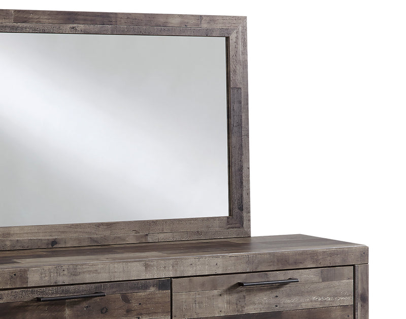 Derekson 6pc Bedroom Set with Panel Bed, Dresser, Mirror & Nightstand, Grey - King Size