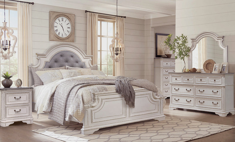 Grace Bedside 2-Drawer Nightstand with Built-in USB Ports, 28\"W x 28\"H - Antique White