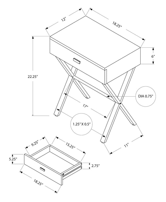 Glossy White Chrome Metal Accent Table