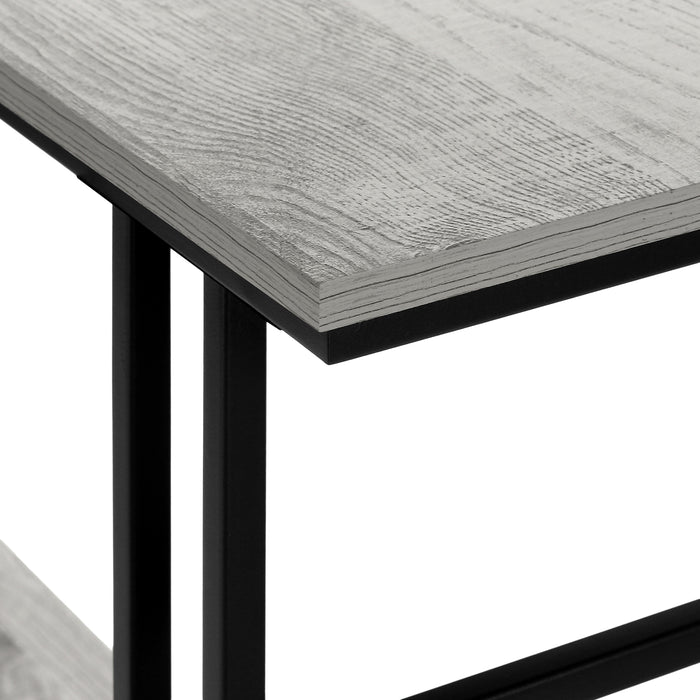 Grey Wood-look Black Metal Console Table
