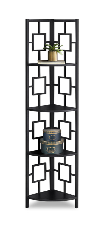 Black Black Metal Corner Etagere Bookcase