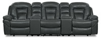Leo 5-Piece Leather-Look Fabric Home Theatre Power Reclining Sectional with Storage Consoles - Grey