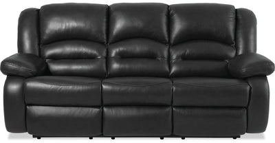 Toreno Genuine Leather Reclining Sofa - Black - {Contemporary} style Sofa in Black {Plywood}, {Solid Woods}