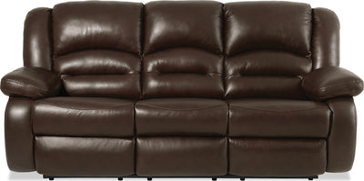 Toreno Genuine Leather Reclining Sofa - Brown - {Contemporary} style Sofa in Brown {Plywood}, {Solid Woods}