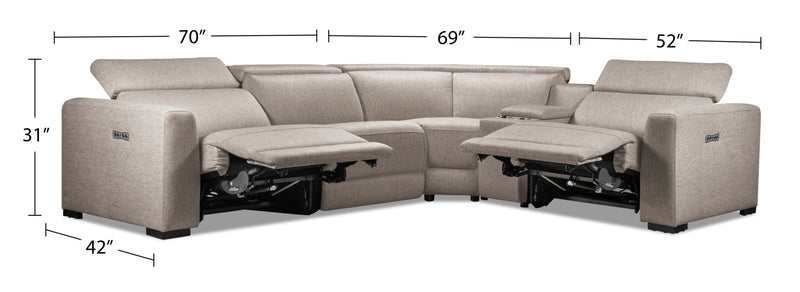 Adelaide 5-Piece Power Reclining Sectional - Grey