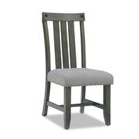 Alto Dining Chair with Linen-Look Fabric, Slat-Back - Grey