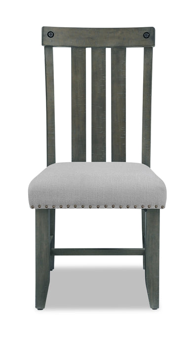 Alto Dining Chair with Linen-Look Fabric, Slat-Back - Grey