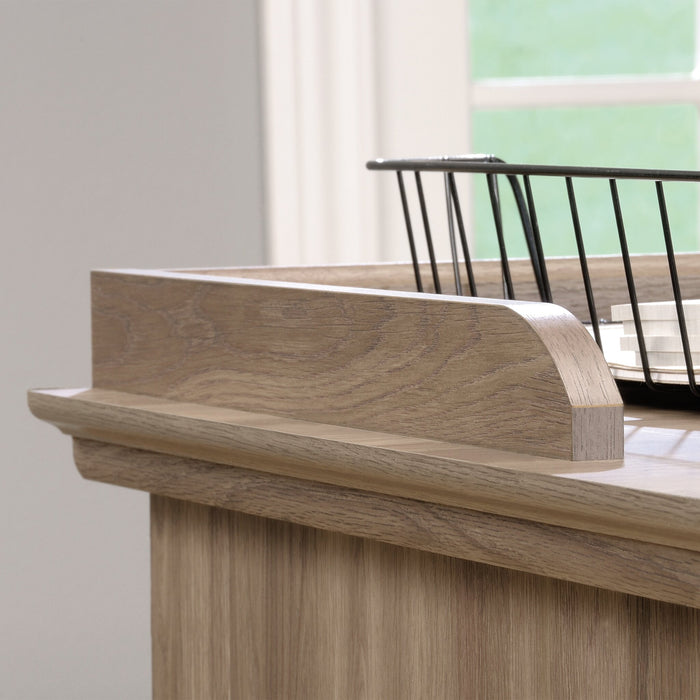 Barrister Lane 68.88\" Corner L-Shaped Office Desk with 3-Drawers & Cabinet - Salt Oak