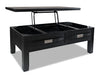 Bronx 48\" Rustic Lift Top Coffee Table with Storage, Shelf and Casters - Charcoal Wood