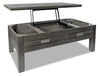 Bronx 48\" Rustic Lift Top Coffee Table with Storage, Shelf and Casters - Grey Wood