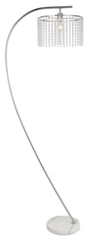 72\" Sparkle Glam Silver with Marble Base and Glass Crystal Shade Arc Floor Lamp