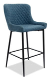 Demi Counter-Height Stool with Velvet-Like Fabric, 26\"H, Metal - Navy