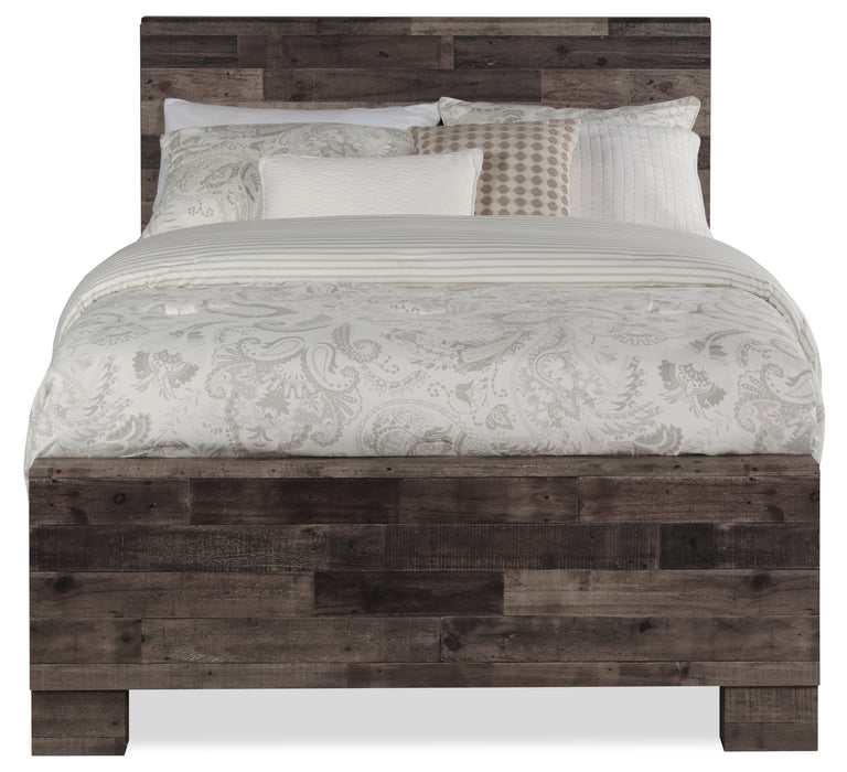 Derekson Panel Bed with Headboard & Frame, Grey - Full Size