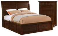 Sonoma 4-Piece Queen Storage Bed and Chest Package – Dark Brown