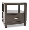 Downtown 24\" Modern End Table with Storage and Shelf - Grey Brown Wood
