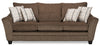 Made in Canada Febe 85\" Chenille Fabric Condo-Size Sofa with Flared Arms and Accent Pillows - Brown