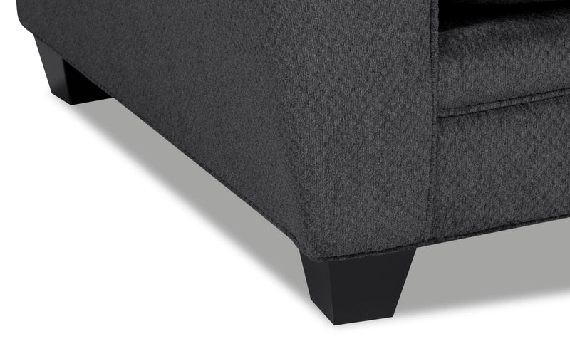 Made in Canada Febe 75\" Chenille Fabric Loveseat with Flared Arms and Accent Pillows - Charcoal Grey