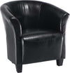 Ethan 31\" Faux Leather Tub-Style Accent Chair with Wood Legs - Black
