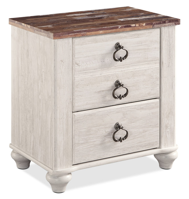 Willowton 6pc Bedroom Set with Bed, Dresser, Mirror & Nightstand, Whitewash - King Size