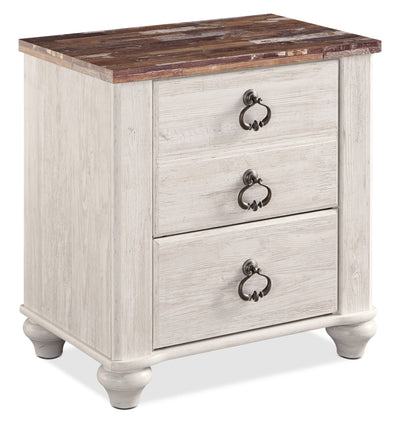 Willowton Nightstand - Country style Nightstand in White Engineered Wood and Laminate Veneers