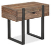 Manchester 16\" Rustic End Table with Storage - Brown Wood with Iron Base