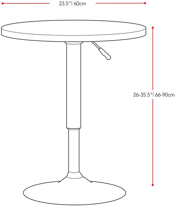 Adjustable Bar-Height Lift Table, Metal, 23.5\"W Round - Black