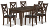 Talia 7pc Dining Set with Table & 6 Chairs, 60-78\"W Extension - Brown
