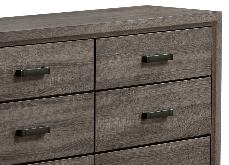 Kate 6pc Bedroom Set with Bed, Dresser, Mirror & Nightstand, Grey/Brown - King Size