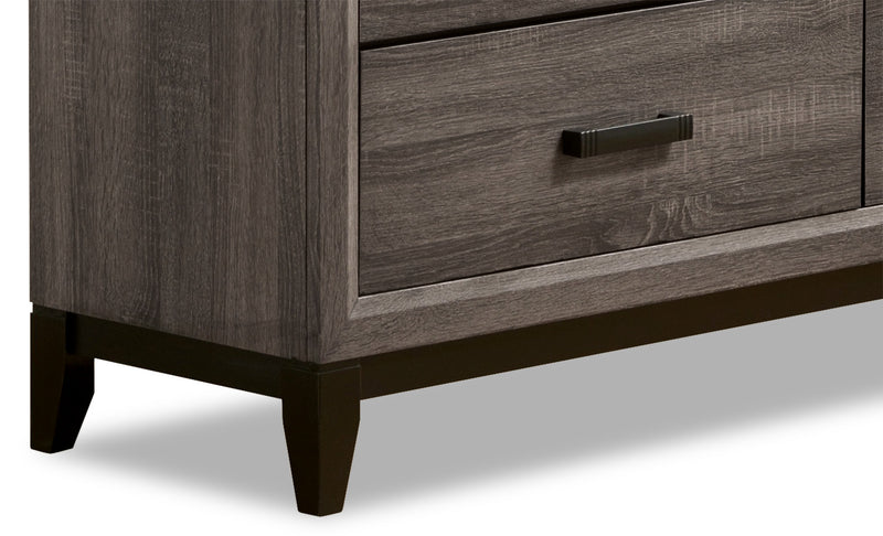 Kate 6pc Bedroom Set with Bed, Dresser, Mirror & Nightstand, Grey/Brown - King Size