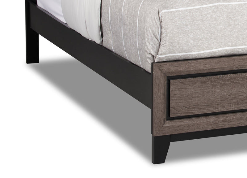 Kate 6pc Bedroom Set with Bed, Dresser, Mirror & Nightstand, Grey/Brown - King Size