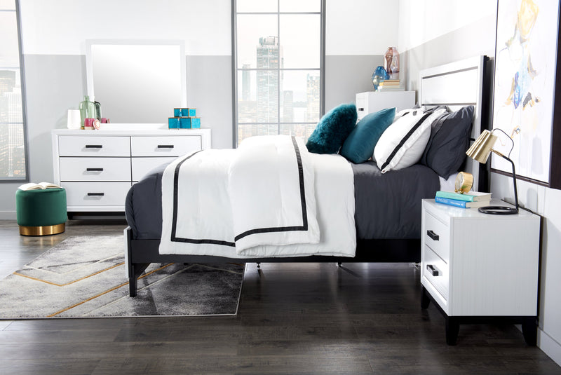 Kate 5pc Bedroom Set with Bed, Dresser & Mirror, White - King Size