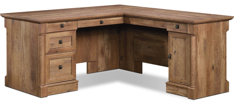 Vinecrest 65.11\" L-Shaped Corner Office Desk with 5-Drawers - Vintage Oak