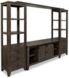 Madison 104\" Rustic 4-Piece Wall Unit Entertainment Centre with Storage and Cable Management for TVs up to 65\"- Brown