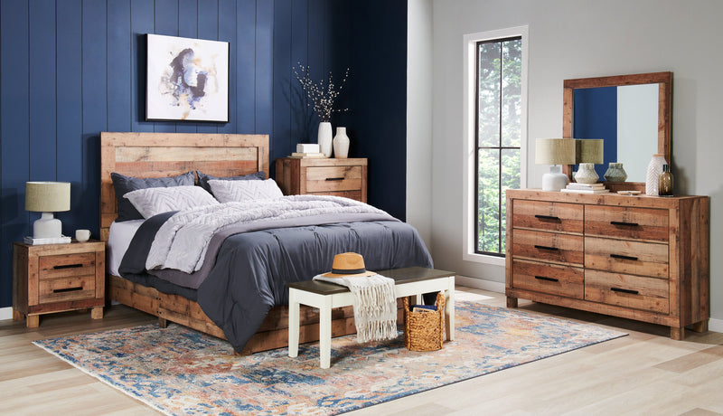 Mojave 5pc Bedroom Set with Bed, Dresser & Mirror, Rustic, Brown - King Size