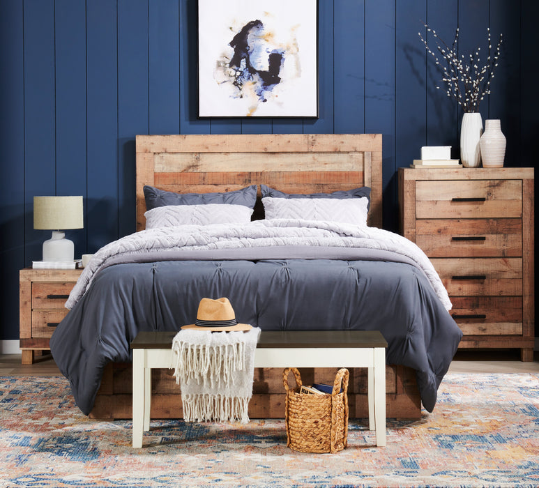 Mojave 6pc Bedroom Set with Bed, Dresser, Mirror & Nightstand, Rustic, Brown - King Size