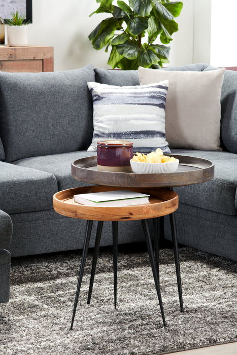 Nashik 24\" Round Accent Table - Grey Brown
