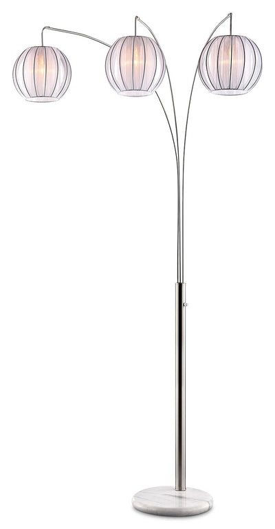 Brushed Steel 3-Light Lantern Arc Floor Lamp