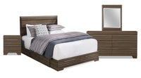 Olivia 6pc Bedroom Set with Storage Bed, Dresser, Mirror & Nightstand, Made in Canada, Grey - Queen Size