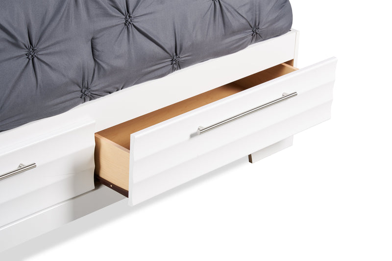 Olivia Platform Storage Bed with Headboard & Frame, Made in Canada, White - Queen Size