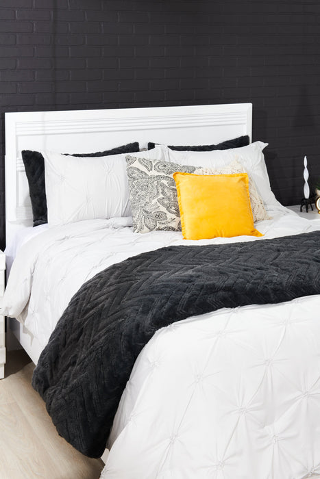 Olivia Platform Storage Bed with Headboard & Frame, Made in Canada, White - Queen Size